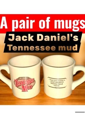 Rare A Pair Jack Daniels Tennessee Mud coffee mugs cups amaretto whipped TWO Mug
